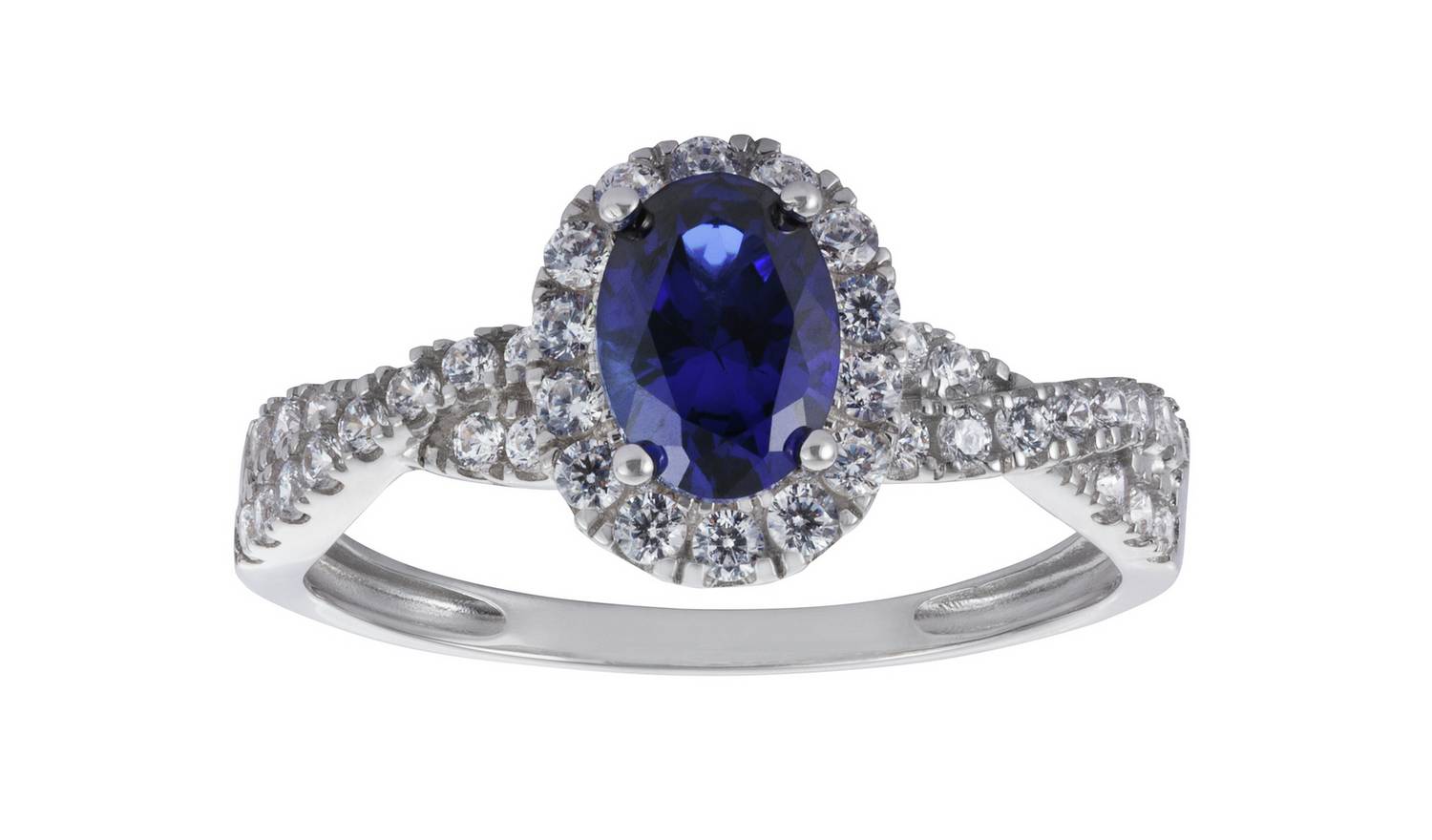 Revere 9ct White Gold Cubic Zirconia Engagement Ring - V