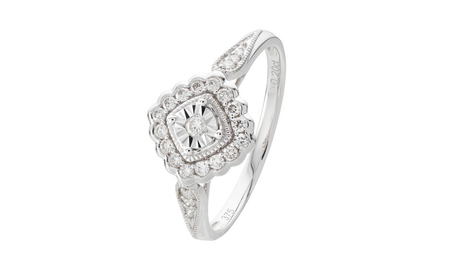 Revere 9ct White Gold 0.20ct Diamond Engagement Ring - T
