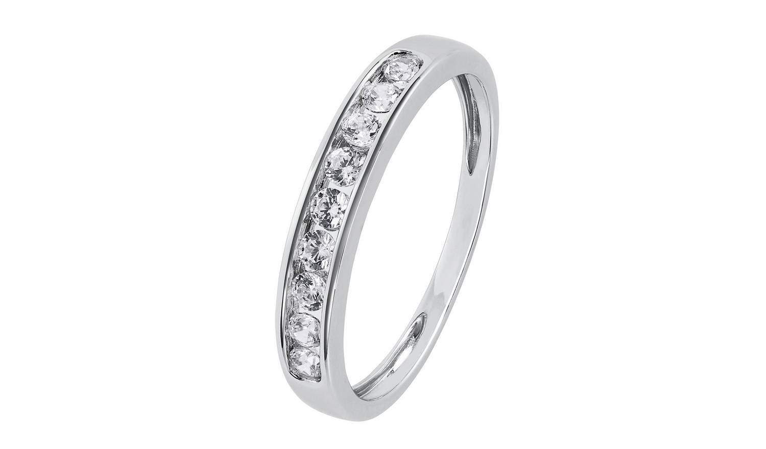 Revere 9ct White Gold Cubic Zirconia Eternity Ring - N