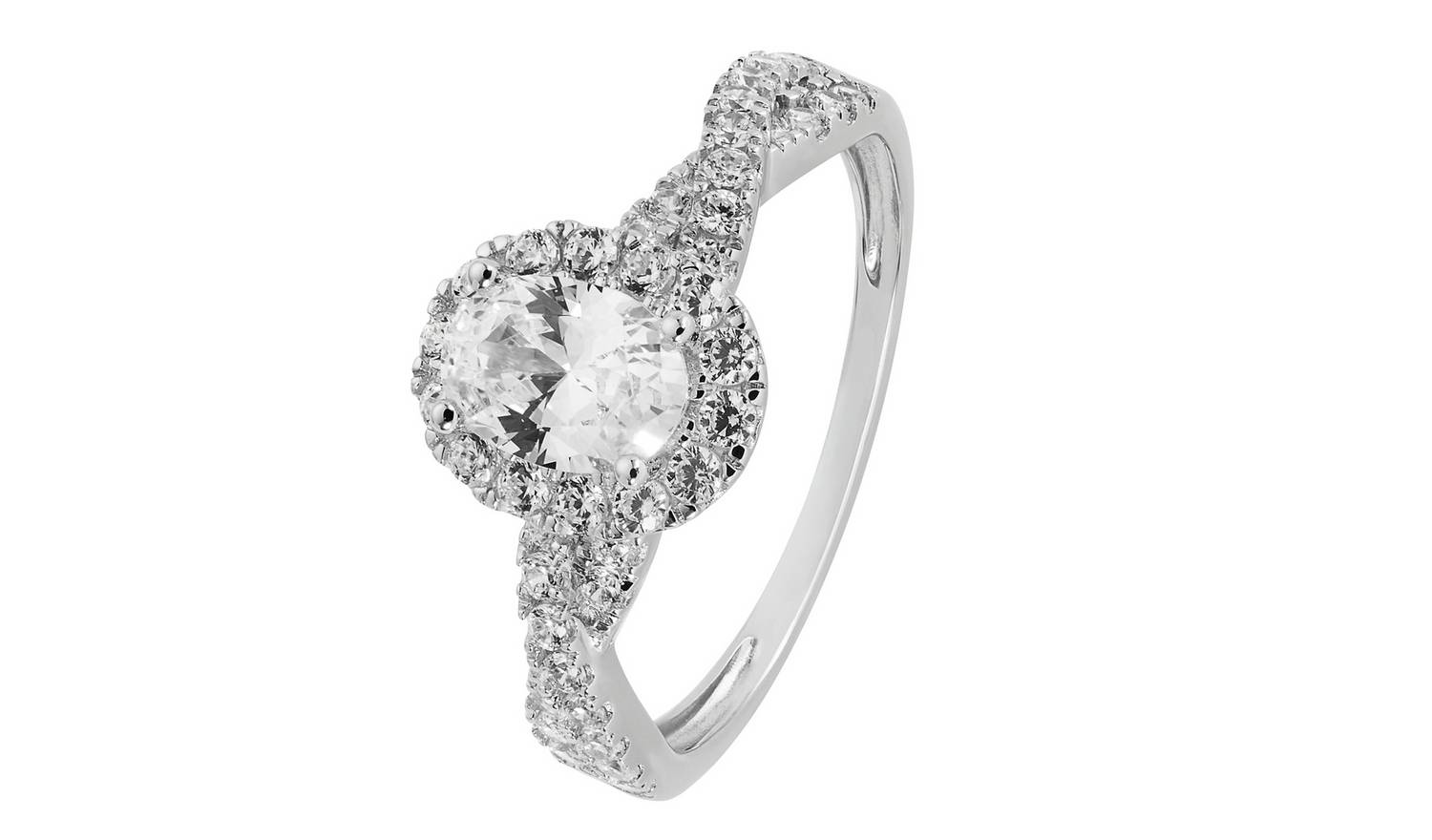 Revere 9ct White Gold Cubic Zirconia Engagement Ring -J