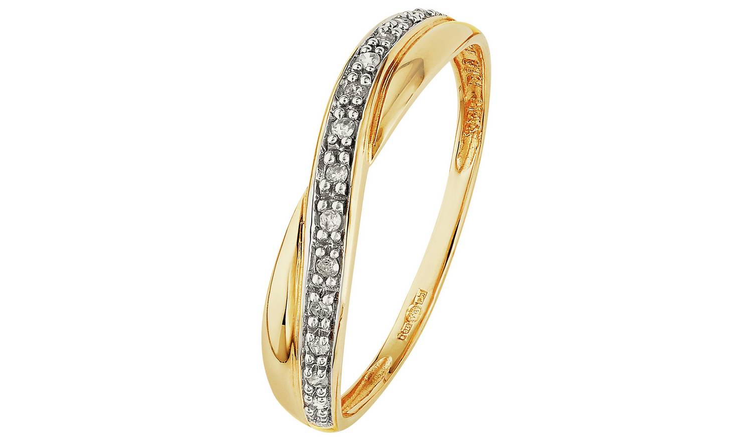 Revere 9ct Gold 0.05ct Diamond Crossover Eternity Ring - O