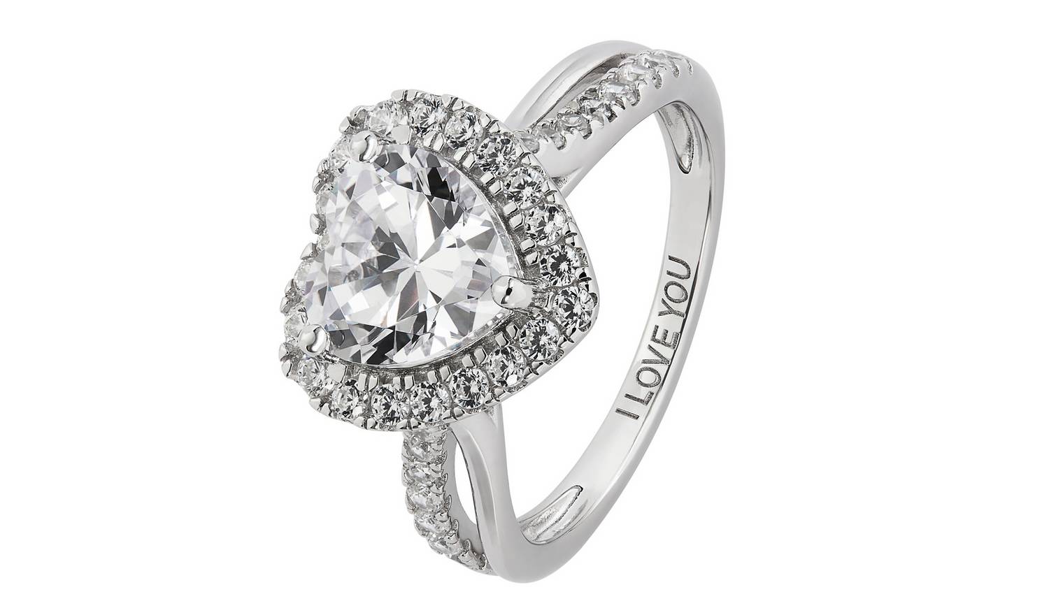 Revere Sterling Silver Cubic Zirconia Engagement Ring - T