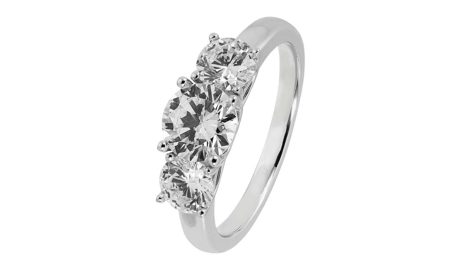 Revere Sterling Silver Round Cubic Zirconia Wedding Ring - N
