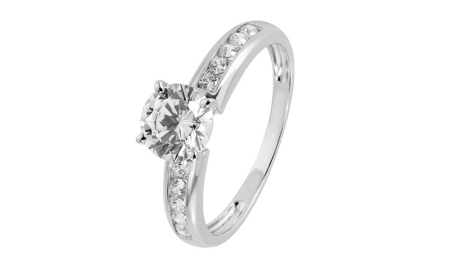 Revere 9ct White Gold Cubic Zirconia Engagement Ring - I