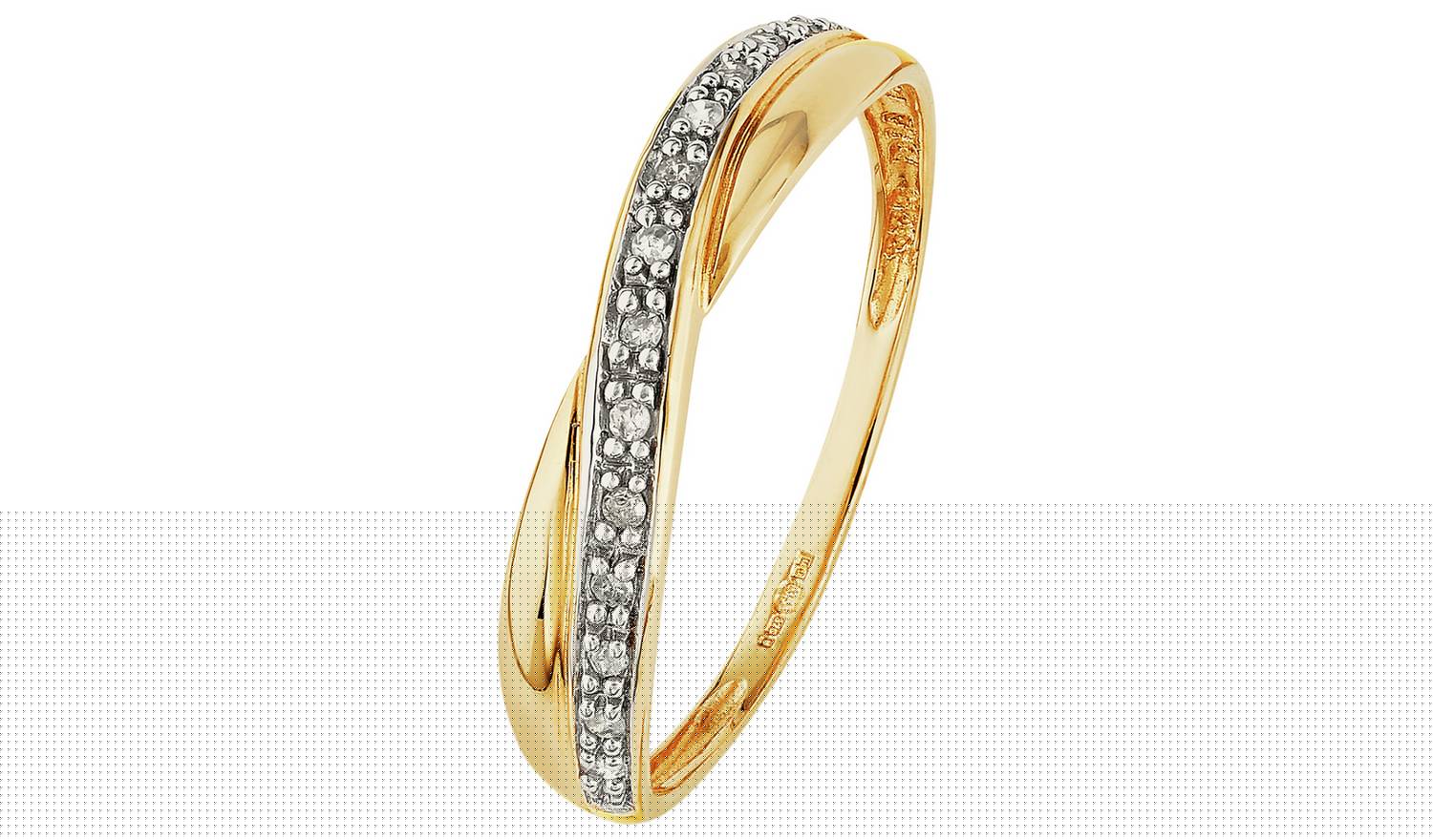 Revere 9ct Gold 0.05ct Diamond Crossover Eternity Ring - Q