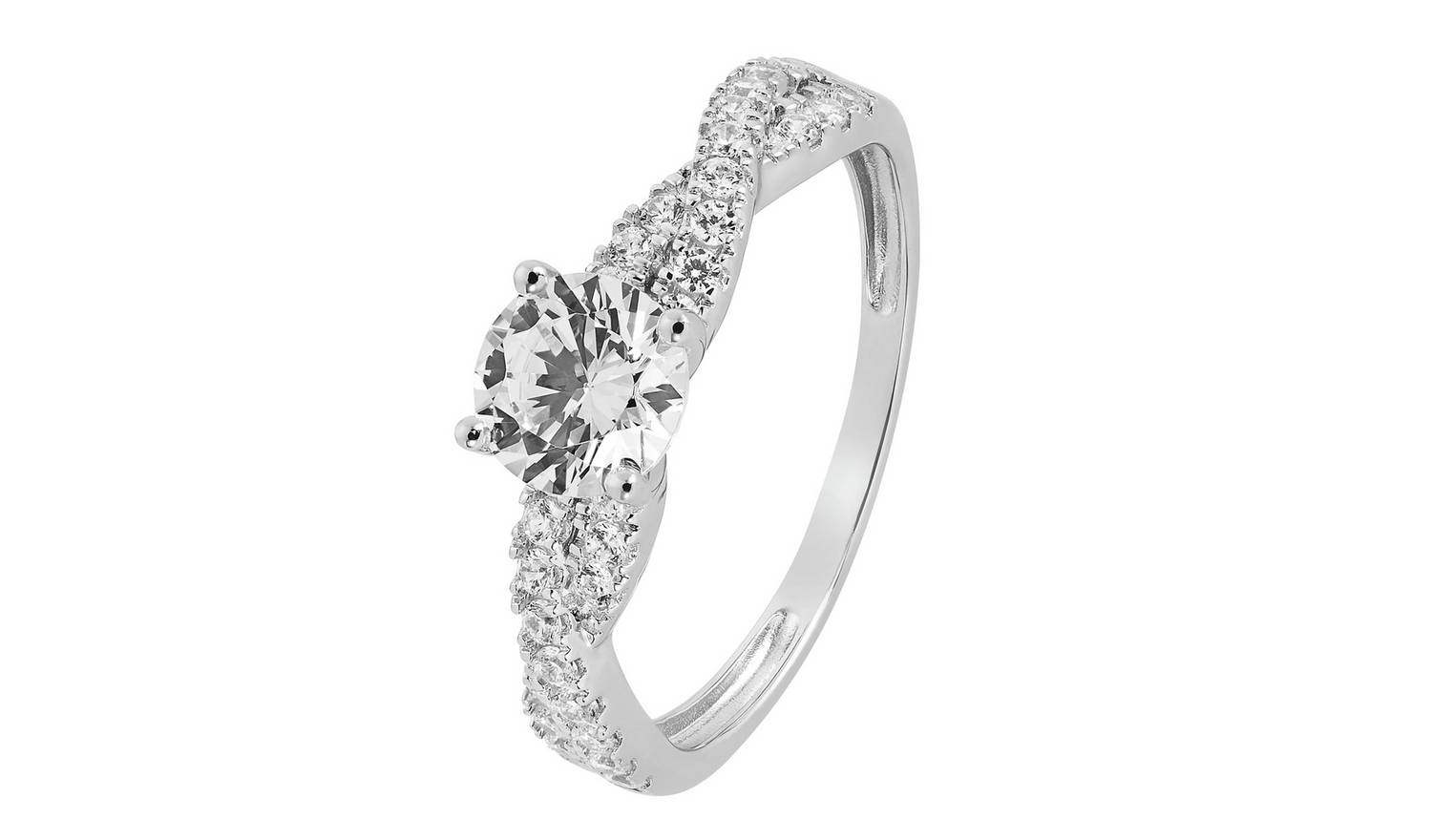 Revere 9ct White Gold Cubic Zirconia Engagement Ring - M