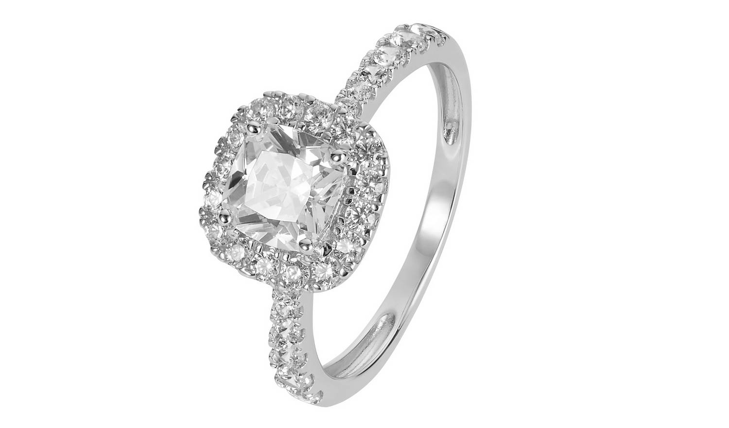Revere 9ct White Gold Cubic Zirconia Halo Engagement RingS