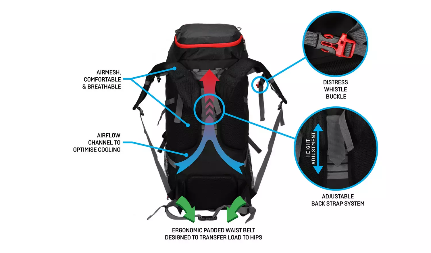 Pro Action Summit 65L Backpack - Black