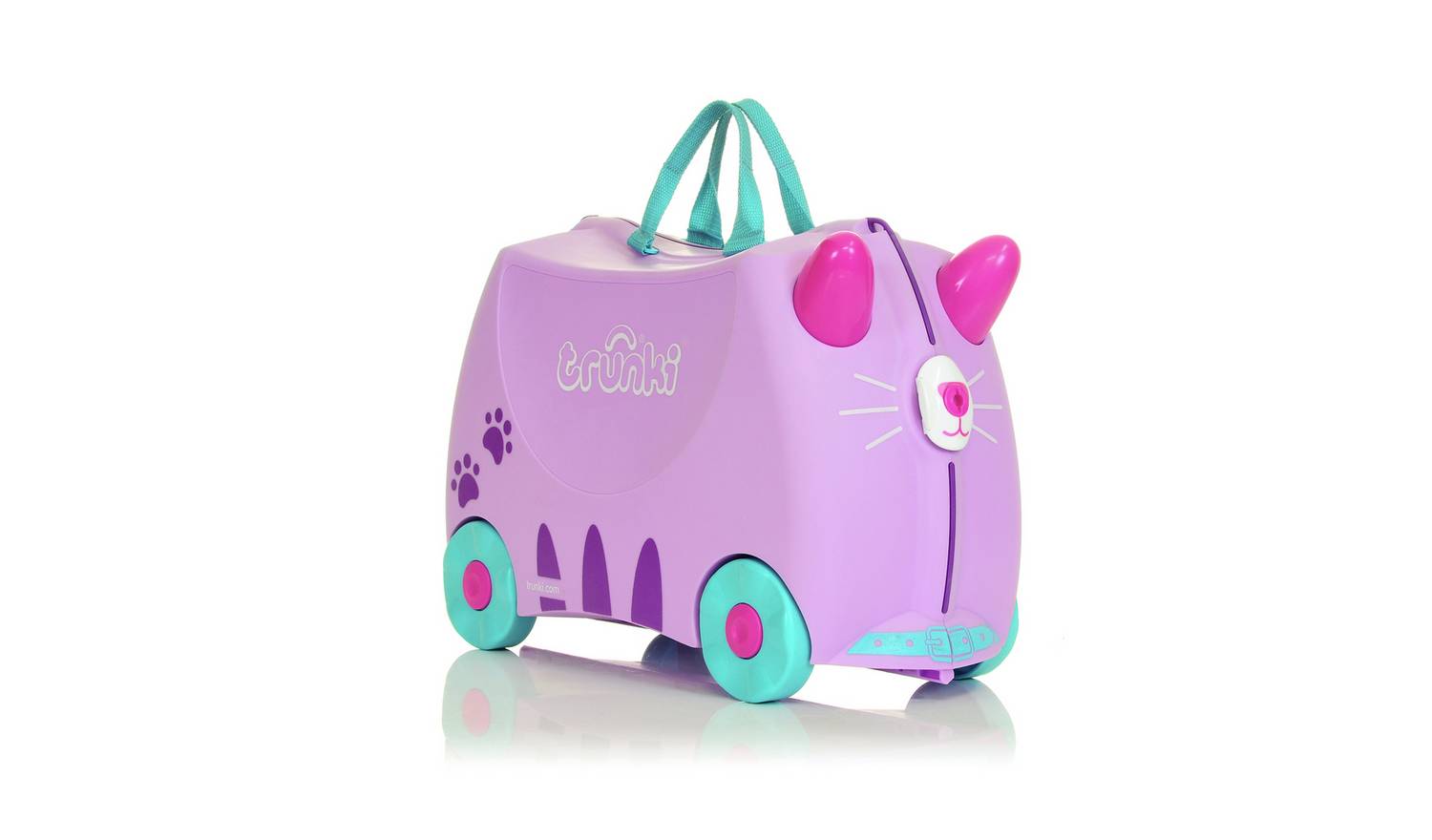 Trunki Cassie Cat 4 Wheel Hard Kids Ride-On Suitcase -Purple