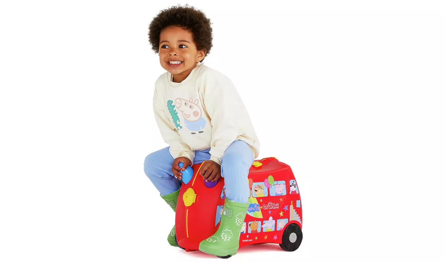 Trunki Peppa Pig 4 Wheel Hard Kids Ride-On Suitcase - Red