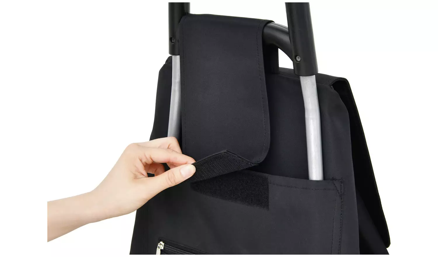 2 Wheel Folding Black Shopping Trolley