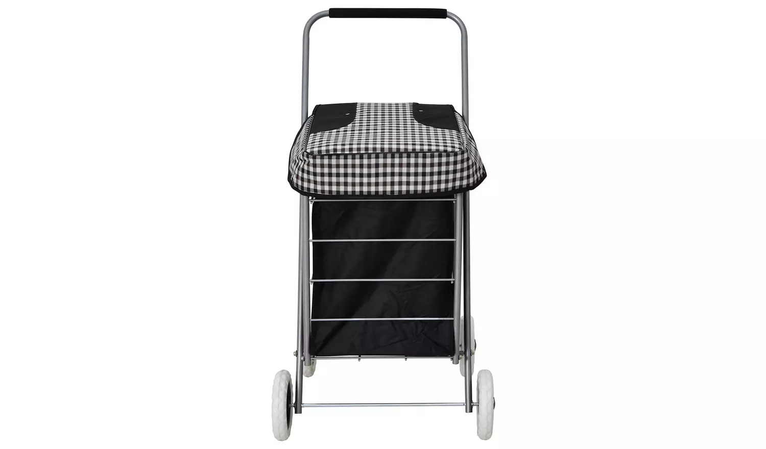 4 Wheel Folding Black and Check Print Shopping Trolley