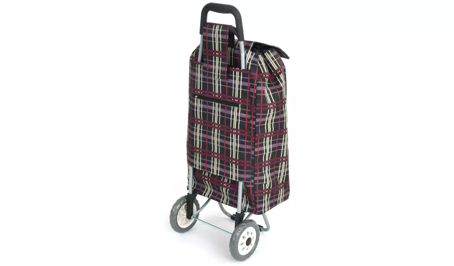 2 Wheel Folding Check Print Shopping Trolley