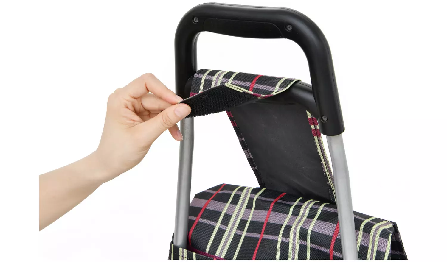 2 Wheel Folding Check Print Shopping Trolley