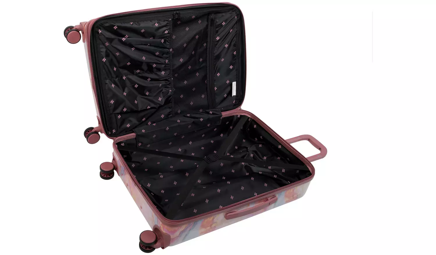 IT Hard Large Expandable 8 Wheel Suitcase - Marble Effect