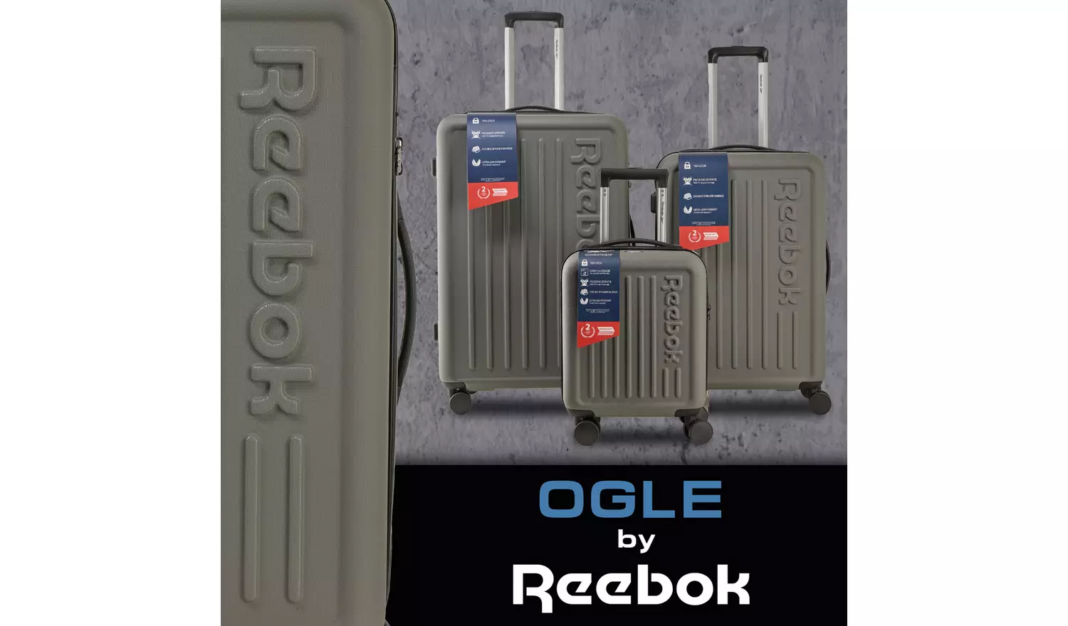 Reebok Ogle 8 Wheel Hard Cabin Underseat Trolley Case
