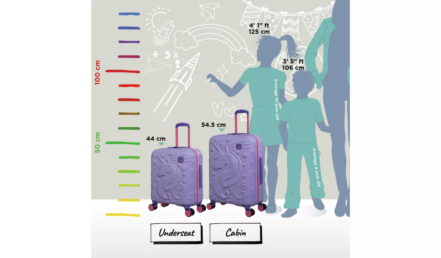 IT Luggage Mystical 2pc 8 Wheel Kids Suitcase Set - Lavender