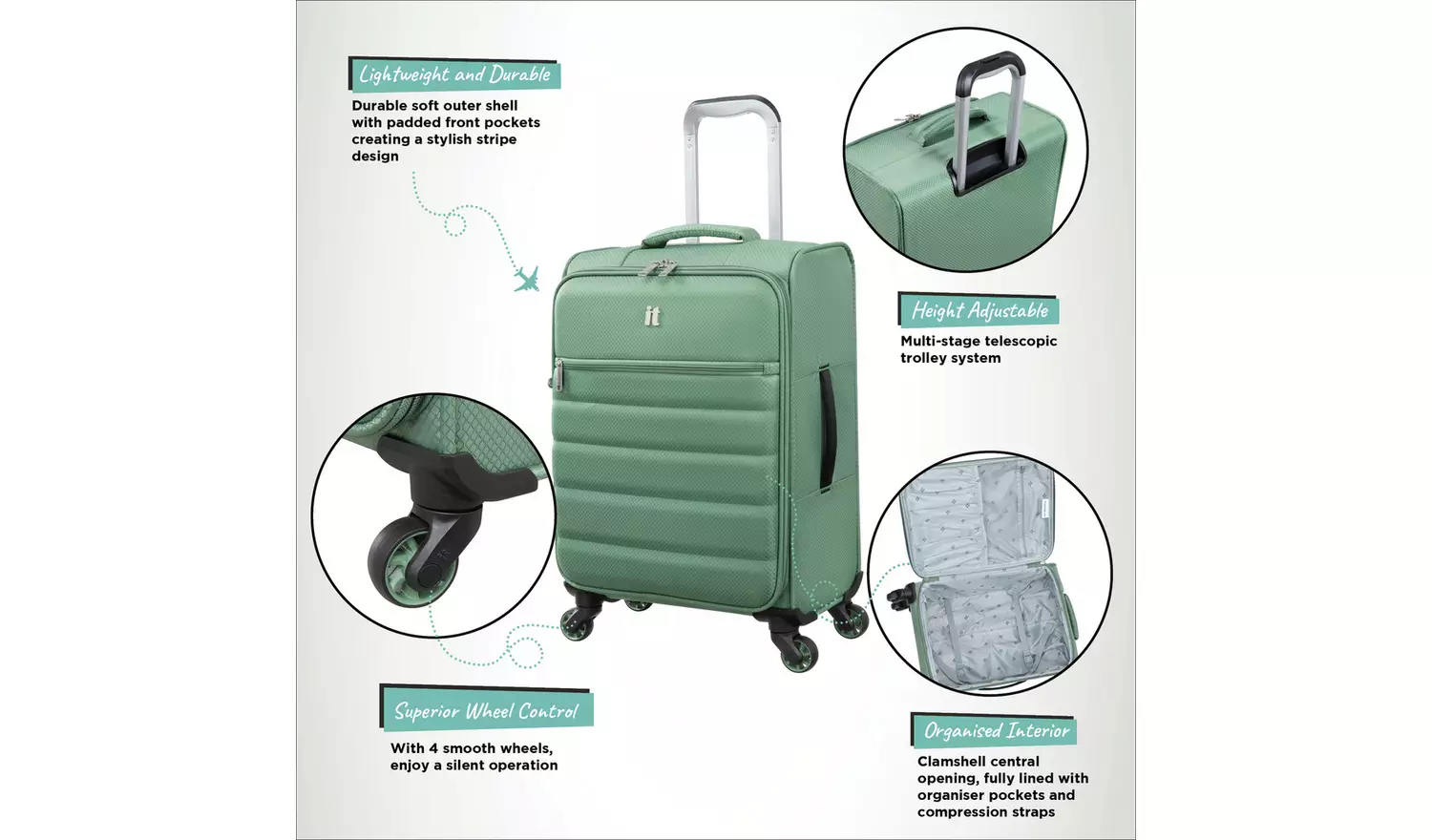 IT Luggage Striving 3pc 8 Wheel Suitcase Set - Hedge Green