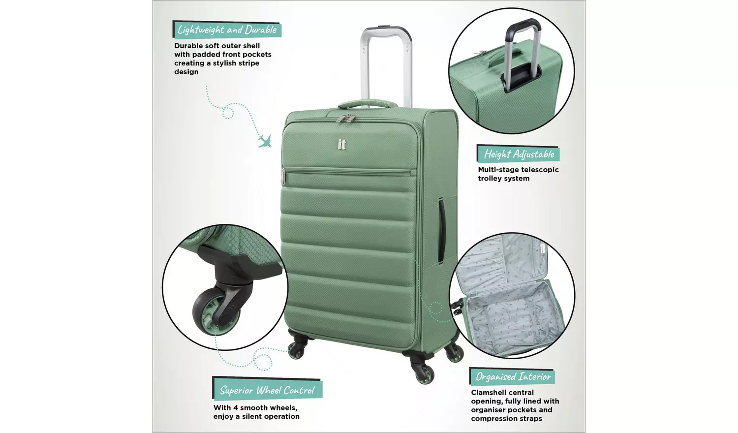 IT Luggage Striving 3pc 8 Wheel Suitcase Set - Hedge Green