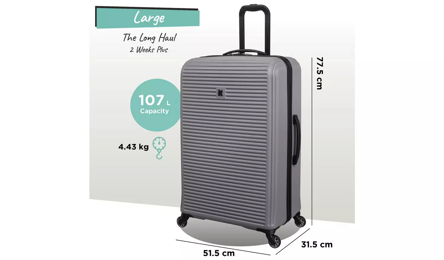 IT Luggage Shutter 3pc 8 Wheel Suitcase Set - Storm Front