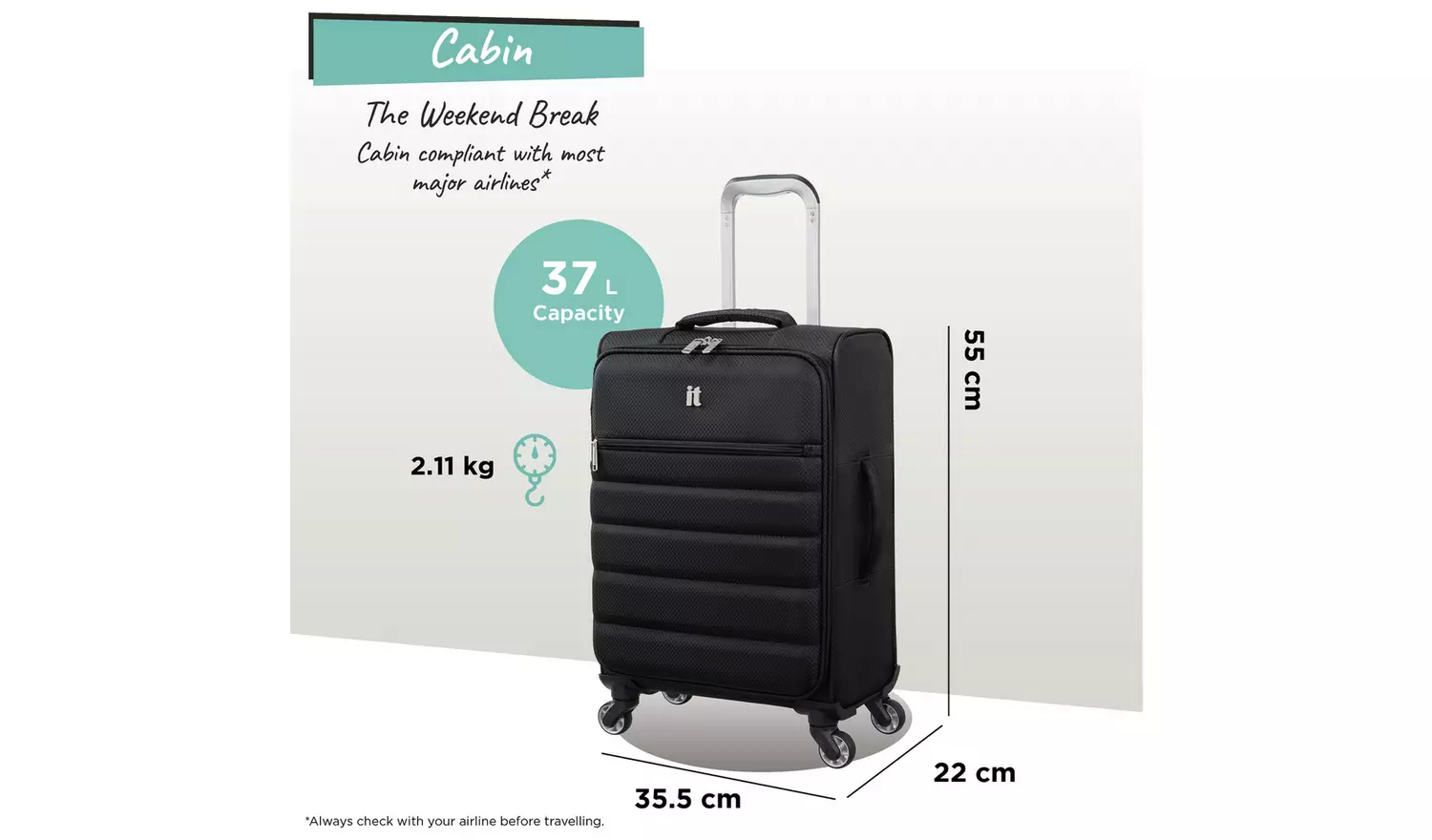 IT Luggage Striving 3pc 8 Wheel Suitcase Set - Black