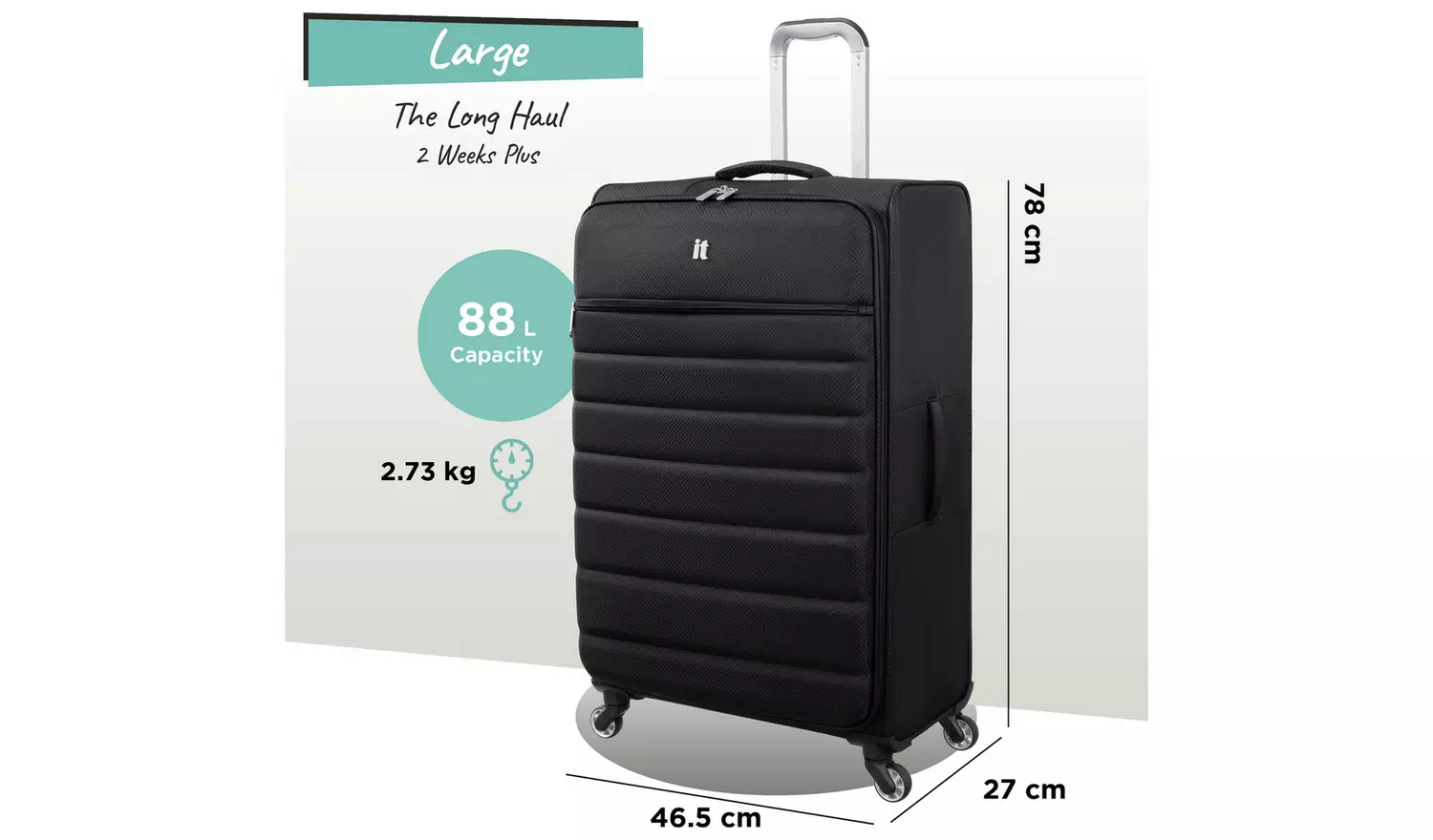 IT Luggage Striving 3pc 8 Wheel Suitcase Set - Black