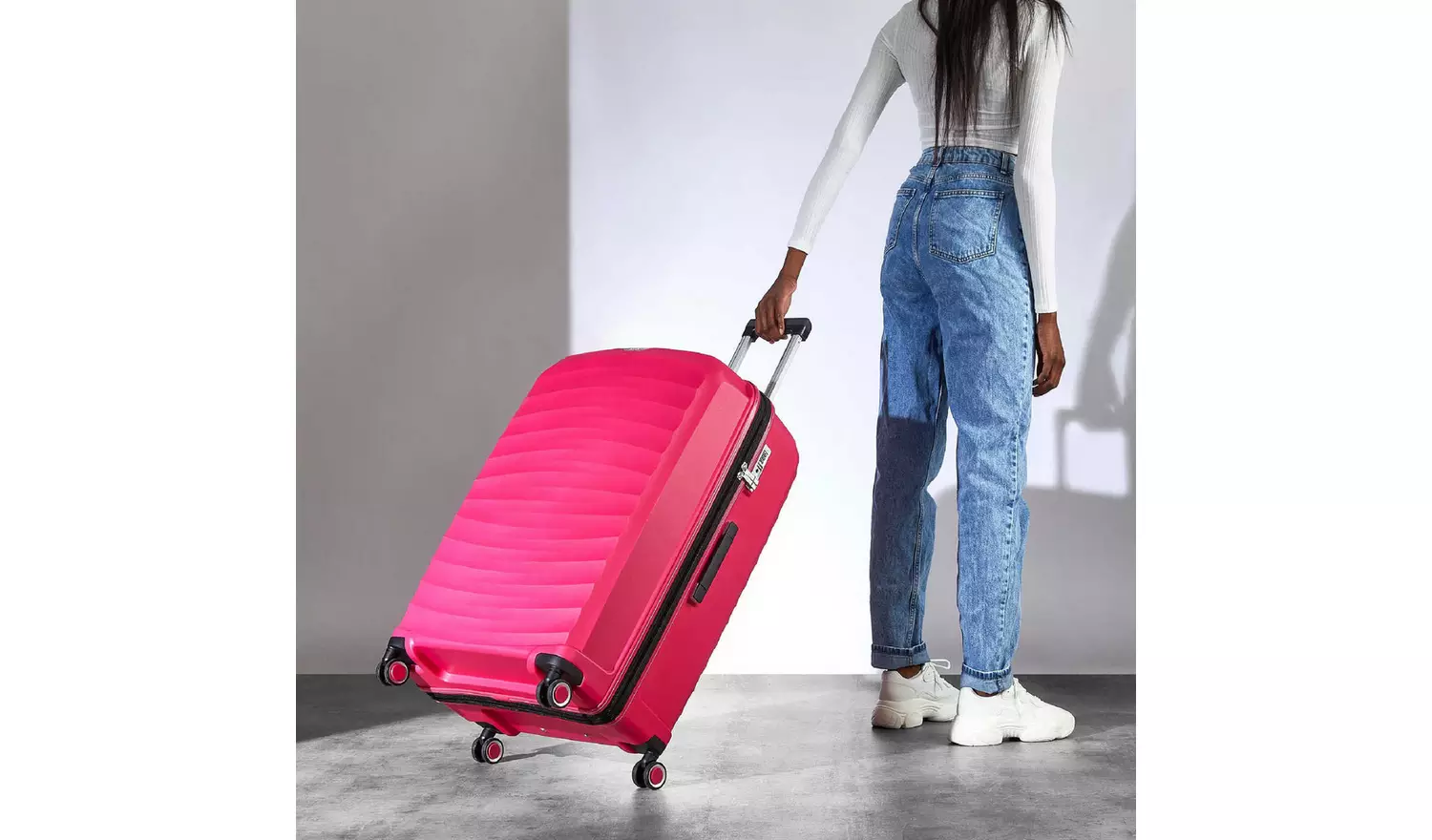 Rock Expandable 8 Wheel Hard Suitcase - Large, Pink