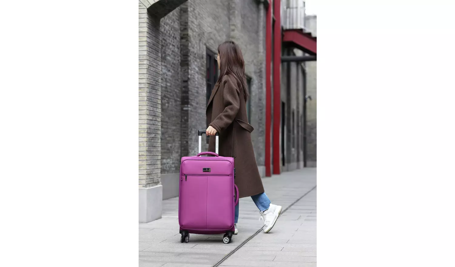 Featherstone 8 Wheel Soft Large Suitcase - Purple