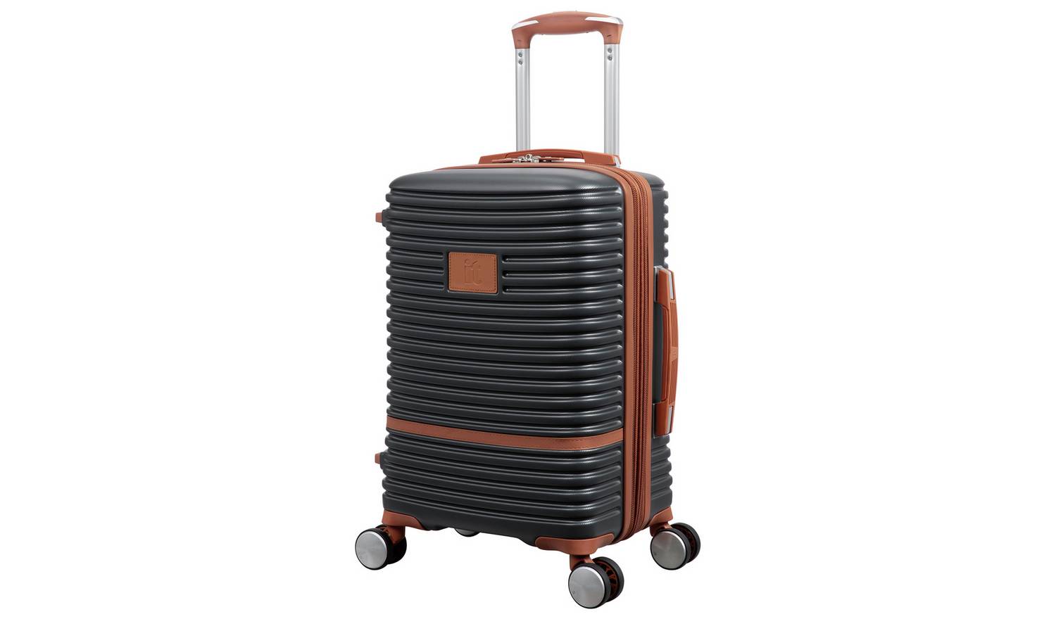 IT Luggage Expandable 8 Wheel Hard Suitcase -Small, Charcoal