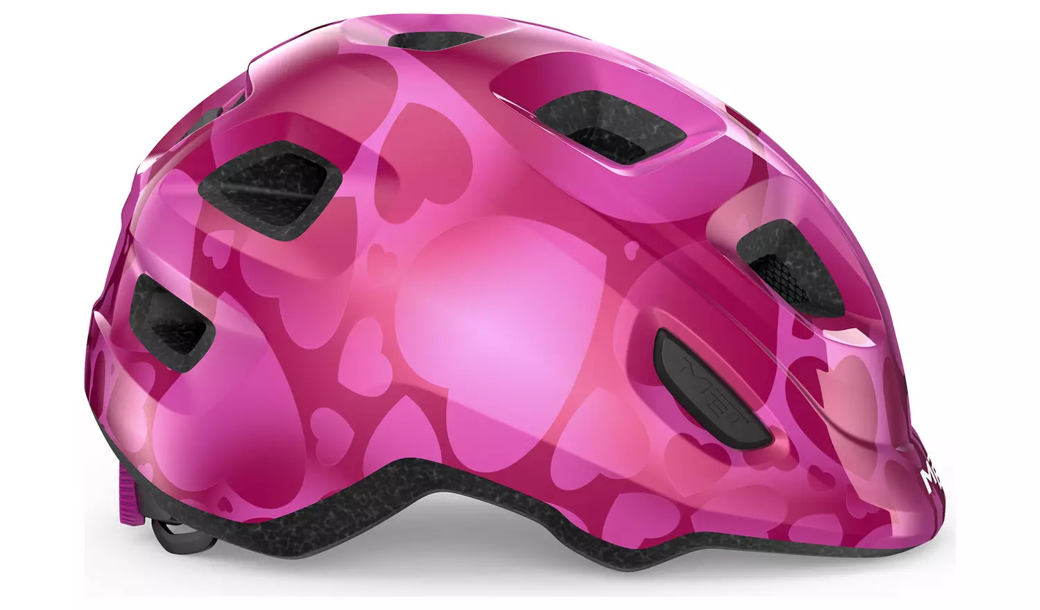 Met Hooray Kids Helmet - Pink Hearts Glossy
