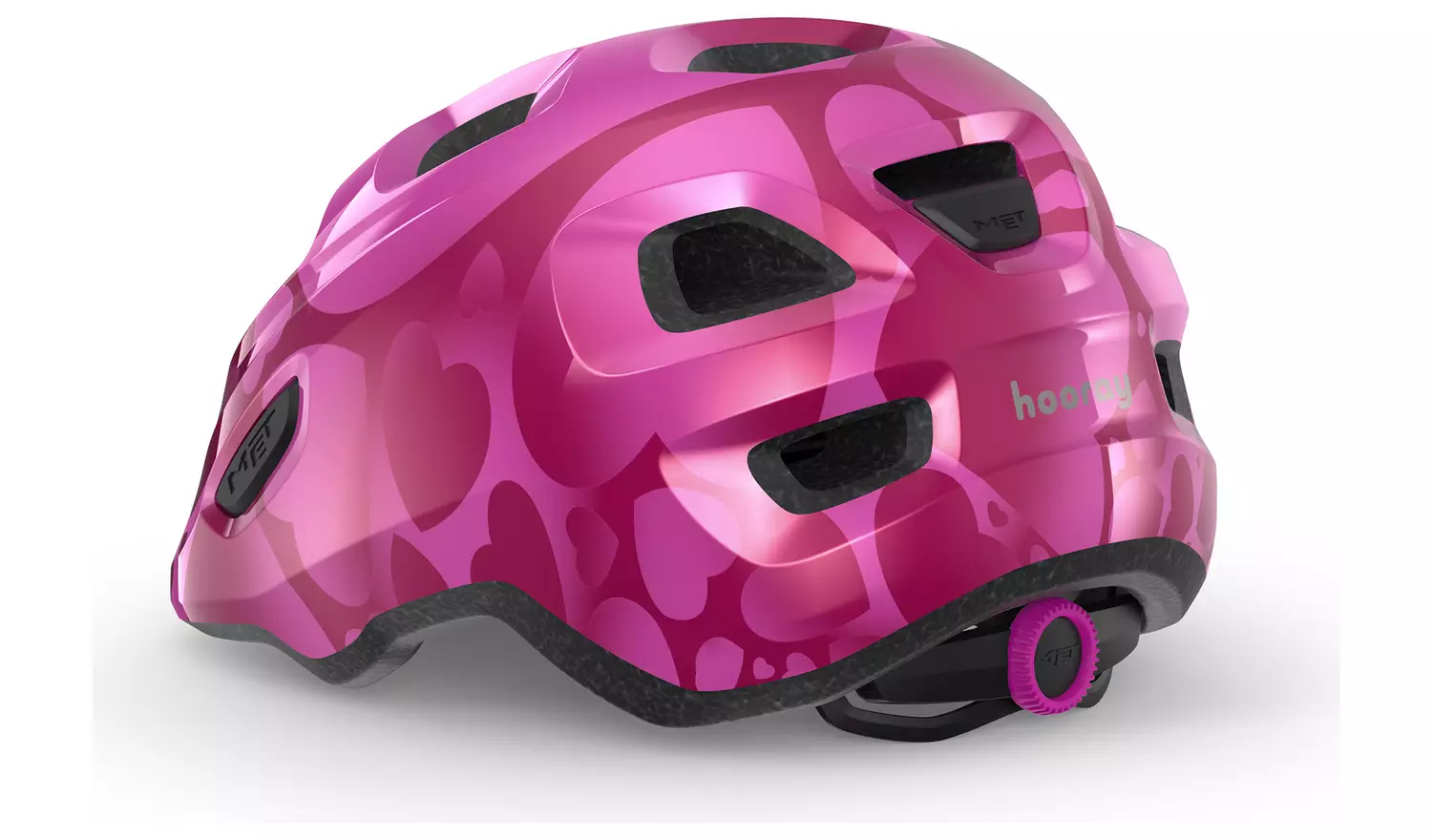 Met Hooray Kids Helmet - Pink Hearts Glossy