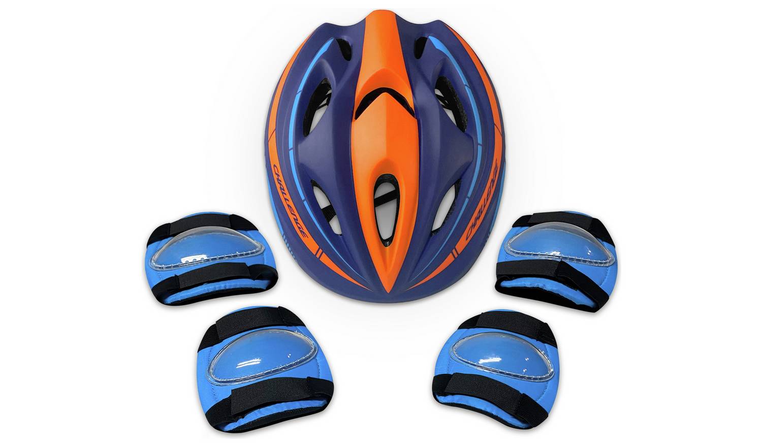 Challenge 48cm-52cm Kids Bike Helmet & Safety Set - Blue