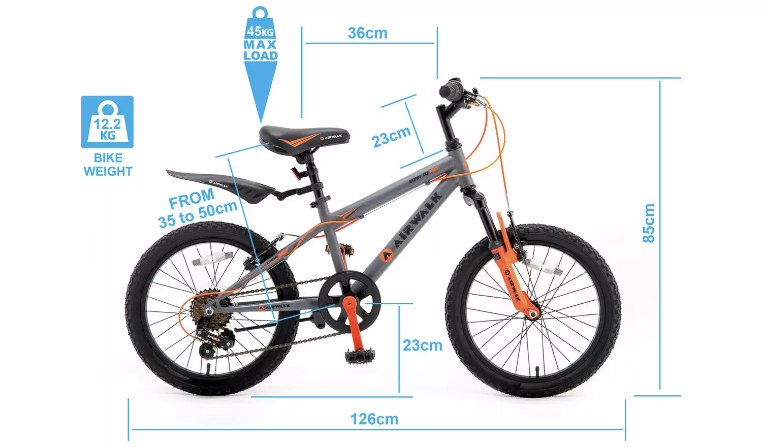 Airwalk 18 inch Wheel Size Kids Mountain Bike