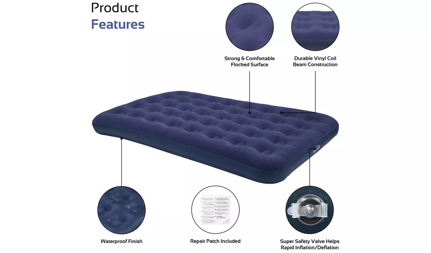 Milestone Benross Air bed Double Flocked Air mattress