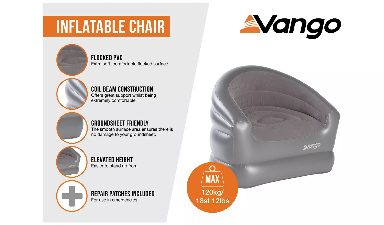 Vango Flocked Inflatable Camping Chair