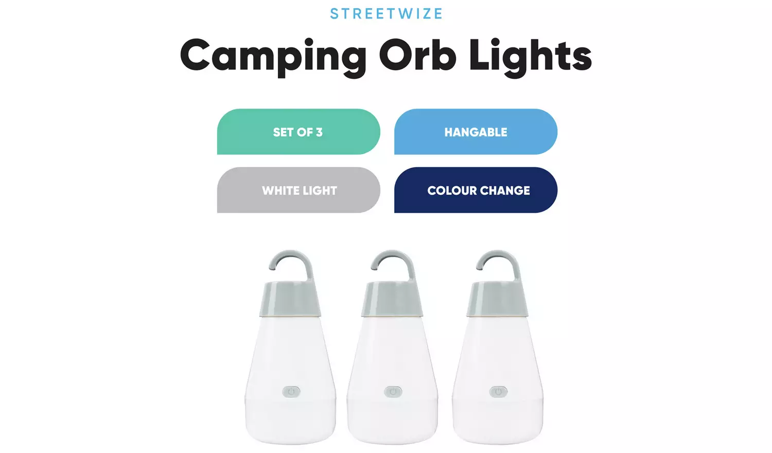 Streetwize Colour Changing LED Camping Orb Light Set