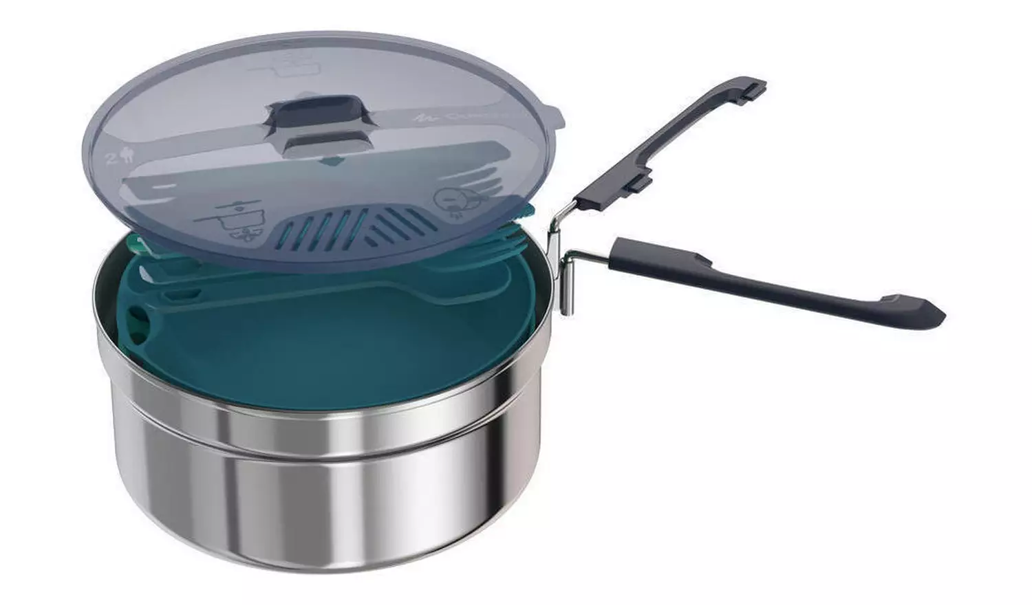 Decathlon Stainless Steel Camping Cook Set - 1.6L