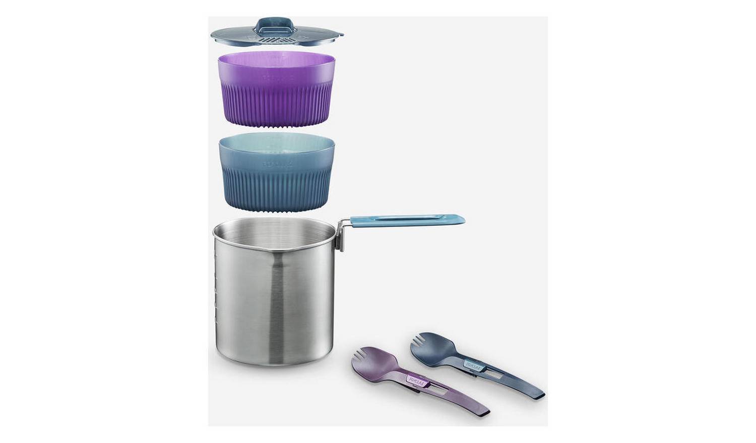 Decathlon Stainless Steel Trekking Cookset - 2-Person