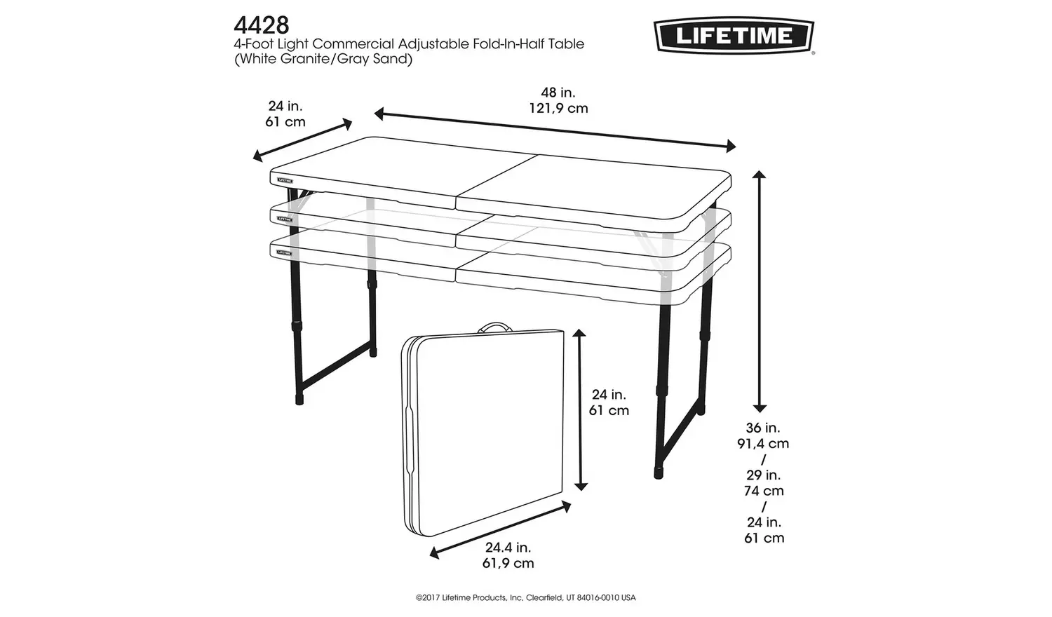 Lifetime Folding Height Adjustable Camping Table