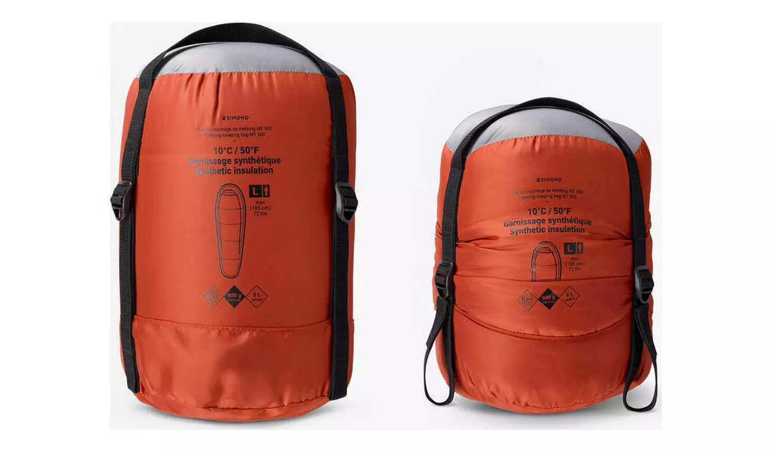 Decathlon MT500 10°C Twin Trekking Sleeping Bag S - Orange