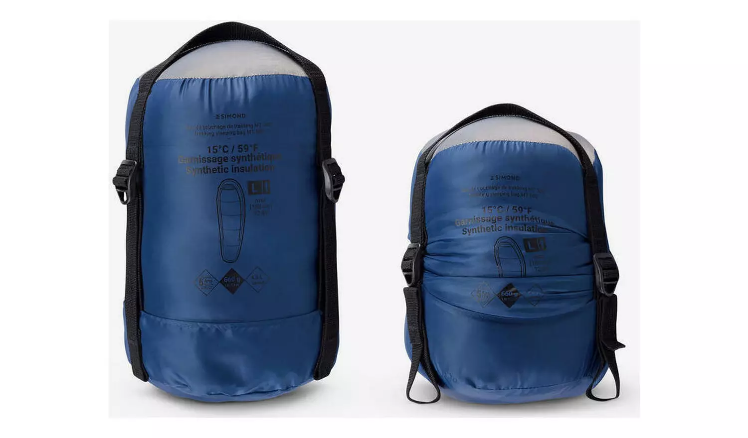 Decathlon MT500 15°C Twin Trekking Sleeping Bag L - Blue