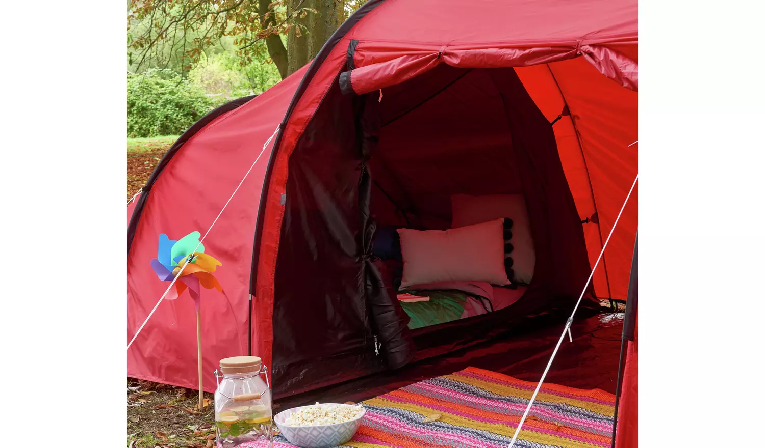 Pro Action 6 Person 3 Room Tunnel Camping Tent