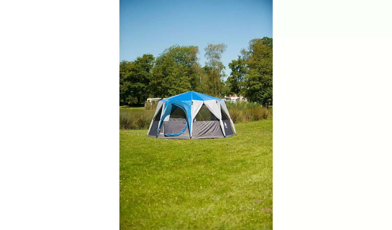 Coleman 8 Man 1 Room Octagon Dome Glamping Tent - Blue/White