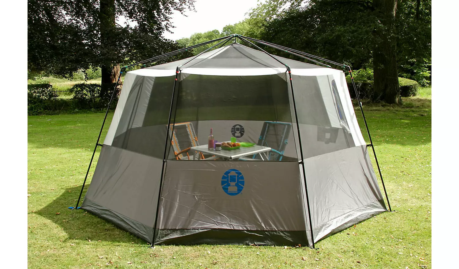 Coleman 8 Man 1 Room Octagon Dome Glamping Tent - Blue/White