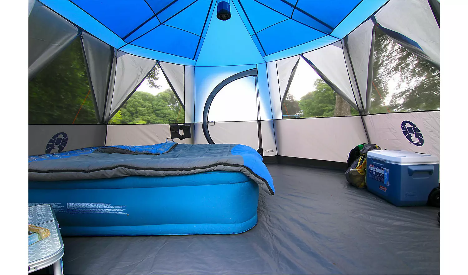 Coleman 8 Man 1 Room Octagon Dome Glamping Tent - Blue/White