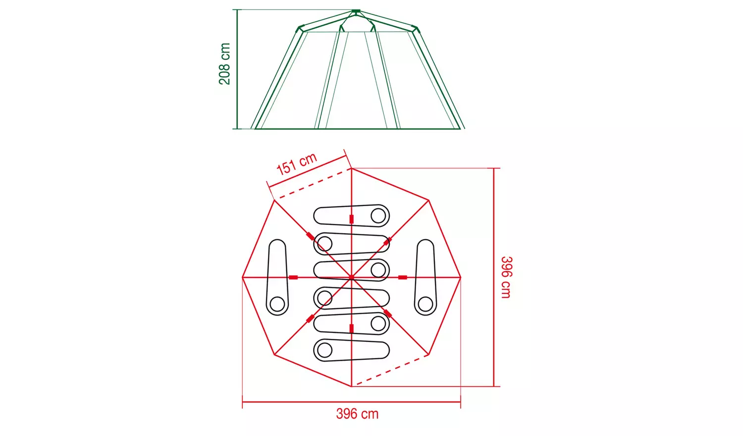 Coleman 8 Man 1 Room Octagon Dome Glamping Tent - Blue/White