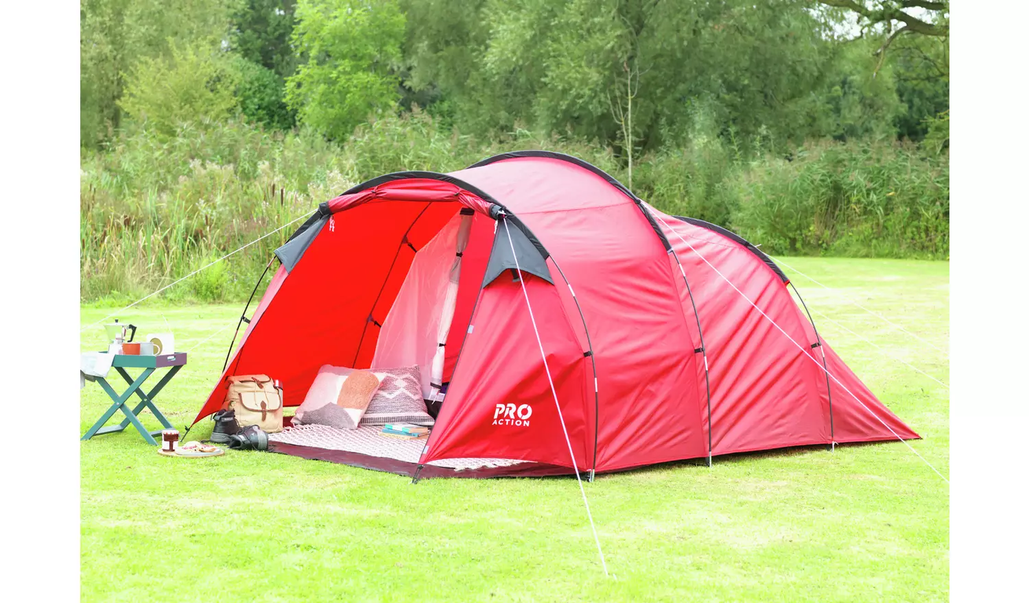 Pro Action 4 Person 1 Room Tunnel Camping Tent