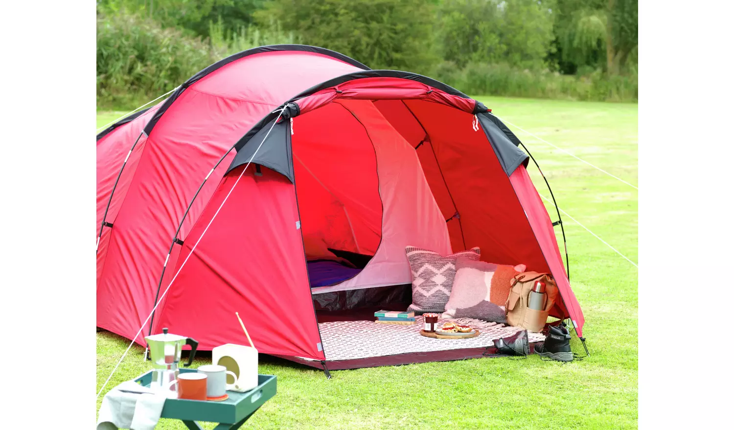 Pro Action 4 Person 1 Room Tunnel Camping Tent