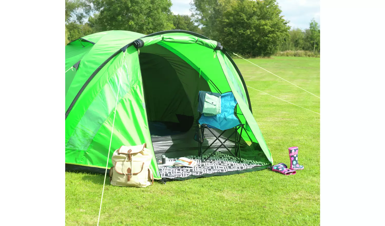 Pro Action 4 Person 1 Room Dome Camping Tent