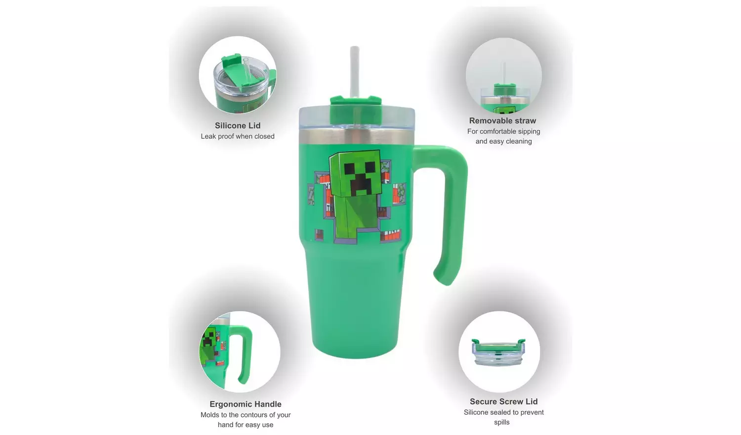 Hox Minecraft Green Travel Coffee Cup - 600ml